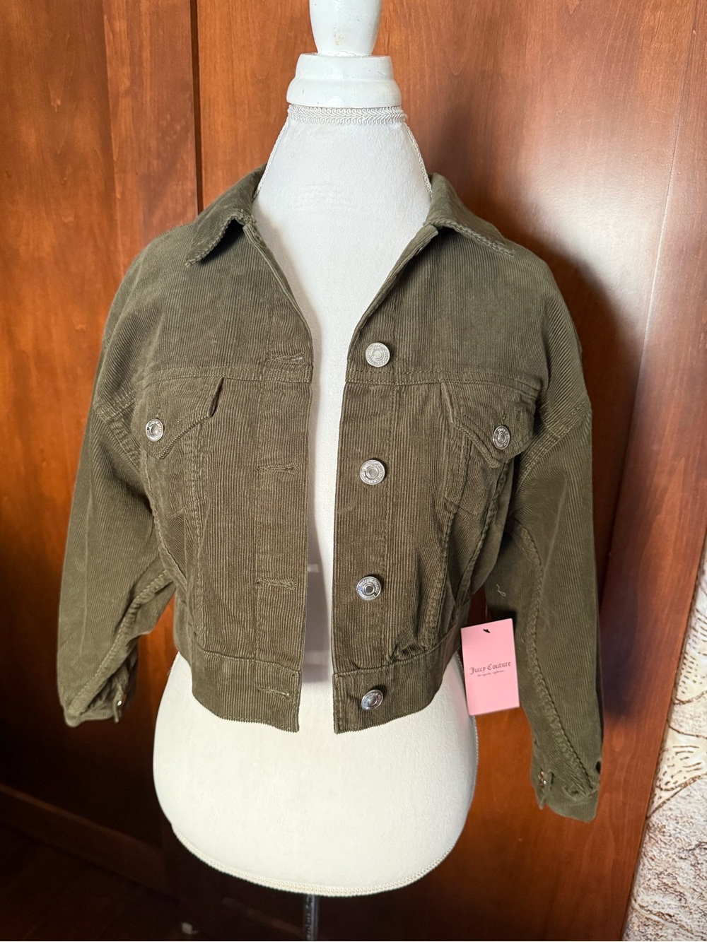 ⚜️ JUICY COUTURE SIGNATURE CORDUROY JACKET OLIVE GREEN NWT SMALL ⚜️